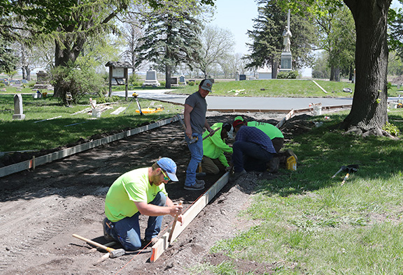 Paving road at Woodland Cemetery